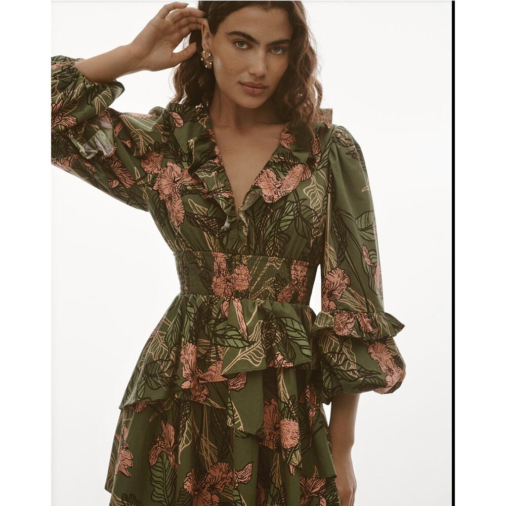 NWT Hutch Long-Sleeve V-Neck Ruffle Mini Dress Sz 2X